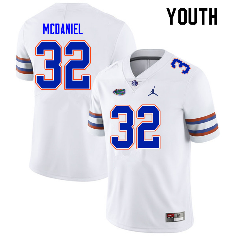 Youth #32 Mordecai McDaniel Florida Gators College Football Jerseys Sale-White - Click Image to Close